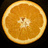 A static image shows a sliced orange with a small white flower in the center, surrounded by text elements on a black background.