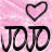 Static 48x48 pixel buddy icon with pink background, black heart outline above bold black text 'JOD' in stylized font.
