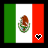 Pixelated Mexican flag with central coat of arms and heart symbol in bottom-right corner, displayed on black background.