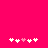 A bright pink background with two of white and light pink pixelated heart shapes arranged horizontally