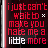 Pixelated red and white text on dark background reads "i just can't wait to make you hate me a little more" with small white cross symbol.
