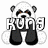 Pixelated panda icon with changing text overlays : 'KUNG', 'FU', and 'PANDA' in blocky white letters