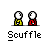 Animated sequence of two pixelated figures in yellow and red clothing performing a scuffle, with text "Scuffle" below each frame.