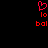 Red pixelated heart symbol above red text 'lo' and 'bol' on black background.