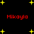 Red text reading "Mikoylo" appears four times on a black background with yellow stars, arranged in two with two instances each