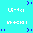 Pixelated cyan background with blue dashed lines and asterisks forming a border, displaying repeated text "Winter" and "Break!!!" in white pixel font.