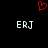 Red pixelated heart symbol above two identical white 'ERJ' text blocks on black background.