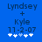 Blue background displays text 'Lyndsey + Kyle 11-2-07' with five white plus symbols below, two of which change from light blue to white.