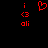 Red pixelated text and symbols on black background: two 'i <3 oli' stacks flanking a central heart symbol.