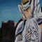 Animated sequence of a character in silver armor with Medusa-like snake hair, transitioning from full-body to close-up views against rocky terrain and blue sky.