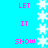 Pixelated cyan background with vertical and horizontal of white snowflakes, pink text reading LET IT SNOW repeated in