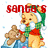 Pixelated Winnie the Pooh in elf attire holding a teddy bear, with red text above changing across frames.