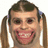 Pixelated image of a person with long brown pigtails and red eyes, next to pixelated text reading "Gf's age Schwifty Five.".
