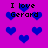 Pixelated icon with purple background and blue hearts, displaying text "I love Gerard" in four locations.
