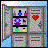 Pixelated image split into two : left shows open locker with colorful items and red heart, right shows blonde girl in yellow top giving thumbs-up next to 'class of 2010' text