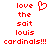 Red pixelated text and a heart symbol on a white background, with two identical side-by-side layouts.