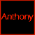 Two side-by-side pixelated text displays of 'Anthony' in red and blue on black backgrounds with matching colored borders.