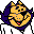 Pixelated cartoon character with yellow face, purple hair, and black outline in 32x32 static icon format.