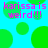 A static image with a bright cyan background filled with green circles of varying sizes, overlaid with repeated pink text reading "karissa is weird!!!" in a pixelated font.