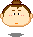 Pixel art character with brown topknot hair, black eyes, pink cheeks, and orange mouth in four variations showing eye and shadow changes.