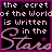 A 4x3 contact sheet of a static animated icon showing repeated text "the Secret of the World is Written in the Stars" with pink and purple pixelated lettering on black background, arranged left-to-right top-to-bottom across 12 frames.