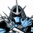 Pixelated cartoon character in armor with red eyes and blue chest plate on left, green text logo 'Original Icons .com' on right against dark background.