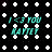 Animated contact sheet showing two frames of a pixelated icon with cyan text and pink dots on black background with white cross pattern.