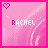 Pixelated pink icon with 'RACHEL' text and heart symbol, showing animation changes in letter color
