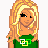 Pixel art of a blonde woman in green top and blue jeans with multiple text variations including 'kristen', 'is the best', exclamation marks, and symbols on colored backgrounds.