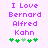 Purple pixelated text reads 'I Love Bernard Alfred Kohn' above green pixelated clovers on a light purple background.