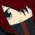 Two identical anime-style eyes with white sclera, black pupils, and green irises against a dark red background.
