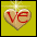 Animated sequence of heart-shaped icons with 'VE' text, varying background colors and shapes across frames.