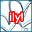 Animated icon with blue and gray wavy lines on white background; red 'ily!' text appears in top-left frame then disappears.