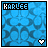 A static blue patterned icon with 'KARLEE' text and a white heart symbol in the corner.