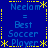 Blue background with yellow dotted border and asterisks, displaying repeated text "Neelam = Best Soccer Player" in blue pixelated font.