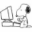 A 48x47 pixel animated contact sheet showing two frames of a cartoon character using a computer, with green text on the right frame.