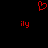 Red pixelated heart symbol above two red 'ily' text elements on black background.