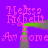 Purple background with repeated pink text 'Melissa Righetti' and 'Awesome' in a pattern, framed by green rectangular outlines