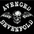 Black-and-white pixelated icon featuring a skull with wings, surrounded by text in an arched layout.