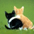 Two cats sit on green grass; blue background with pixelated text reading 'Best Friends Forever' and 'And EVER AND EVER!!!'.
