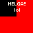 Red background with black top and bottom sections displaying repeated white text 'HELGA!!' above 'lol'.