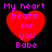Red heart-shaped icon with purple text 'My heart beats for you Babe' on black background, showing two distinct animation states.