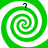 Four identical green and white spiral patterns arranged in a , each with a black question mark at the top center