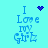Pixelated blue text "I Love My Girl" on cyan background with animated heart and starburst symbols replacing the word "Love".