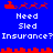 Blue background with red pixelated icons and white text reading Need Sled Insurance? in two