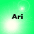 Green background with four showing the text 'Ari' and shifting light effects