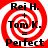 Red and white spiral background with black text reading "Rei H. + Tom K. = Perfect" arranged in four identical quadrants.