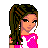 Pixel art contact sheet showing a female character in pink top and blue jeans with text "celebrity" on pink background
