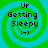 Four identical pixelated spiral icons with green and cyan rings, each displaying text 'Ur Getting Sleepy :)' in black block letters.