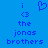 Blue background with pixelated text and symbols arranged in two vertical , featuring 'i <3' and 'the jonas brothers' text in the left and 'i <3' and 'the jonas brothers' text in the right